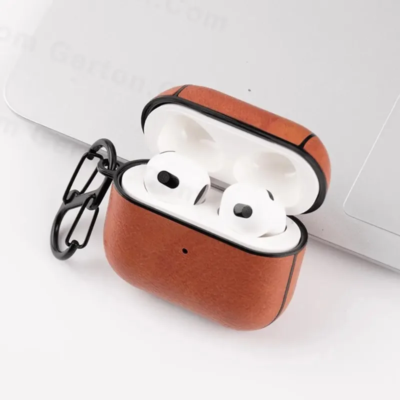PU Leather Case For Airpods 3 3rd 2021 Luxury Protective Cover with Anti-lost Buckle For AirPods Pro 3 Generation Headphone Case