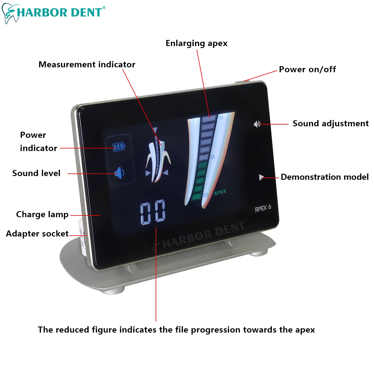 เครื่องมือทันตกรรมปลายรากฟันหน้าจอ LCD อุปกรณ์ทันตกรรมแบบพกพา