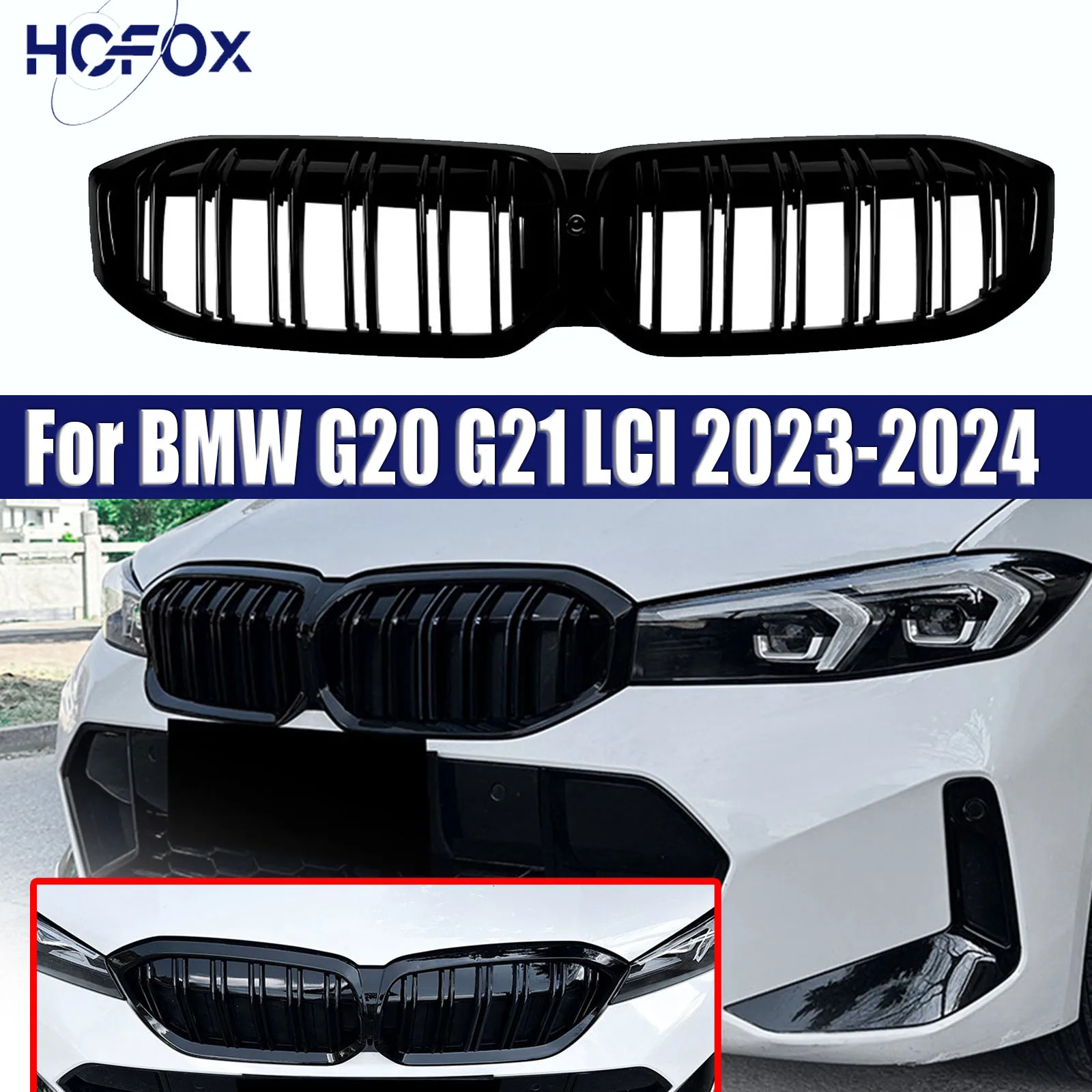 

Grill Racing Grills Front Hood Grille Car Front Bumper Grill Center Grille For BMW G20 G21 LCI 2023-2024