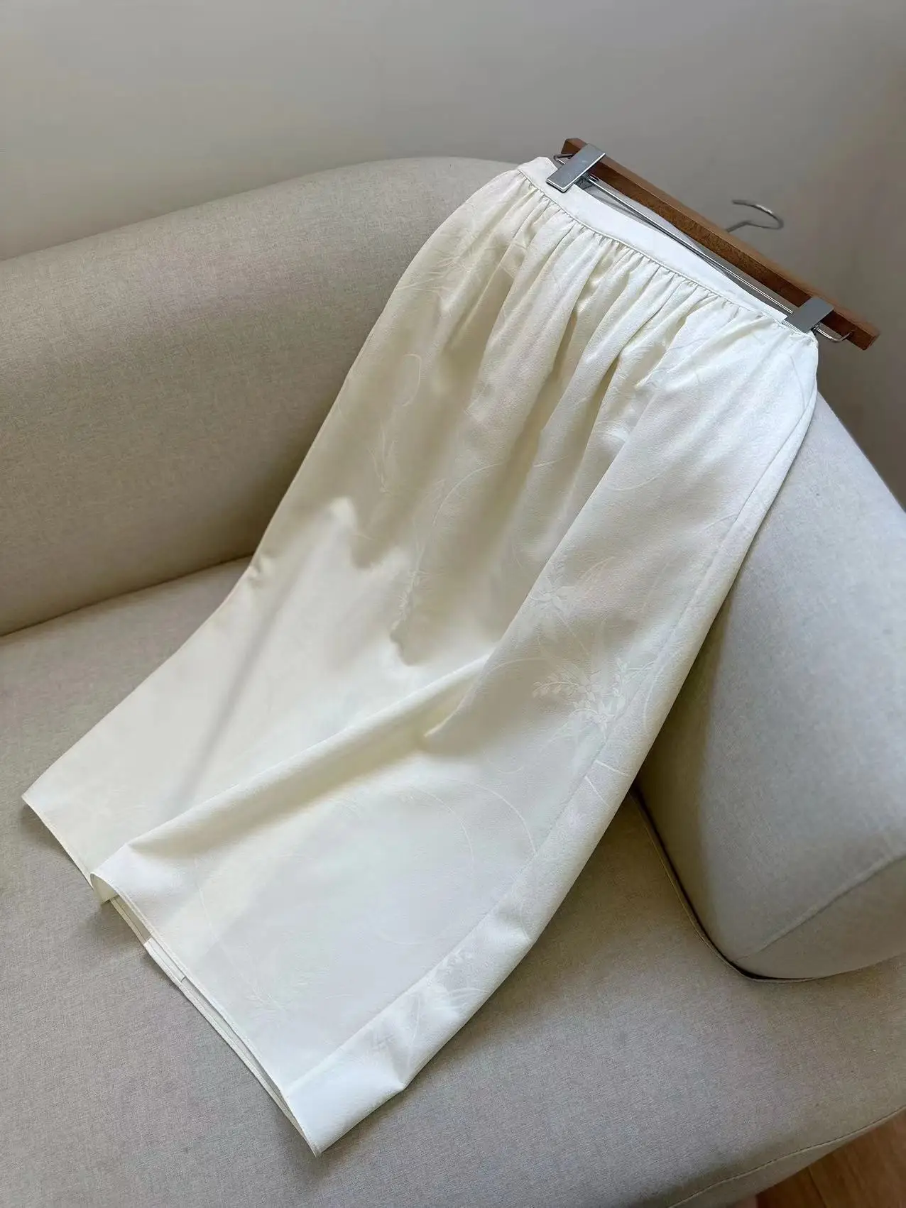 

Ele Mid-Waist Pleated Skirt Silk Flower Bud Wool Elastic Waist Midi Skirt Spring Summer Autumn Trans-seasonal Color