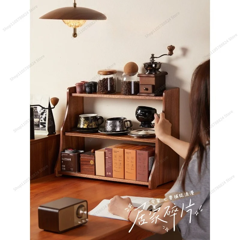 For Desktop Solid Wood Cup Storage Shelf Living Room Water Cup Tea Cup Dining Side Cabinet Display Cabinet