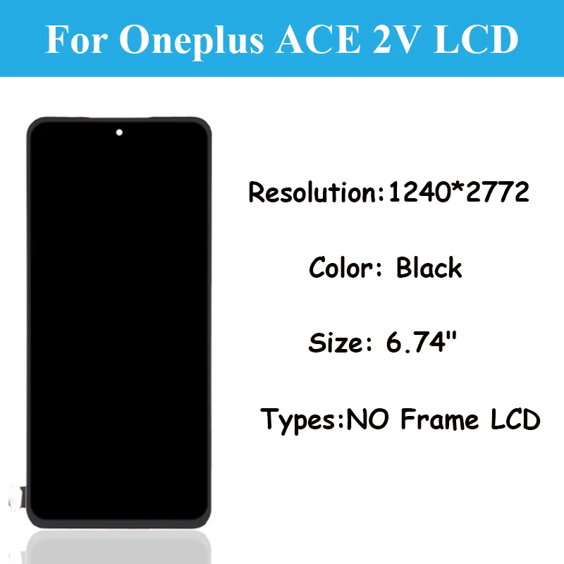 6.74 inch Original AMOLED For Oneplus Ace 2V LCD PHP110 Display Touch Screen Replacement Digitizer Assembly