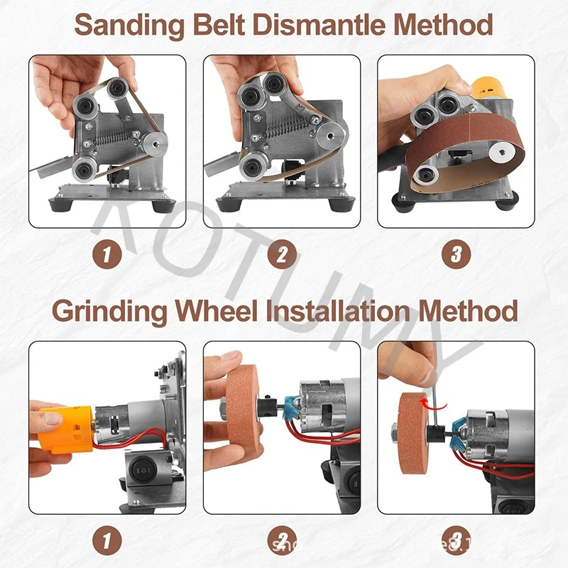 DIY Home Polishing Grinding Machine Mini Electric Belt Sander Abrasive Belts Grinder for Sharpener Projects