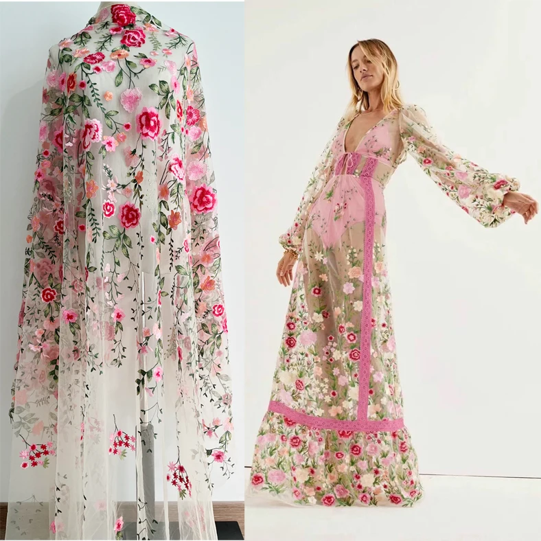 جديد جودة عالية ملونة التدرج صائق نسيج الدانتيل المطرز DIY بها بنفسك فساتين الزفاف اليدوية الملابس فستان الملحقات