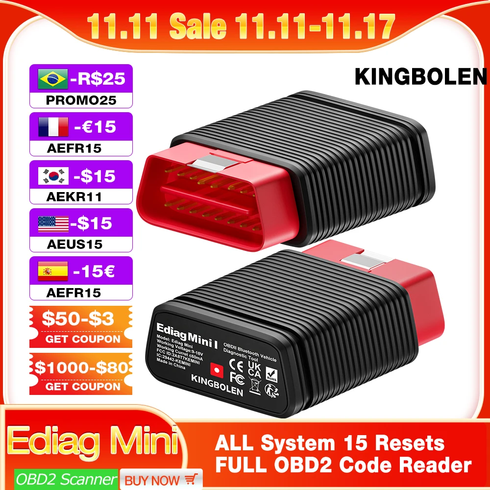 

KINGBOLEN Ediag Mini Car Diagnostic Tools All System Auto OBD OBD2 Scanner 15 Resets for Android IOS Free Shipping PK Thinkdiag