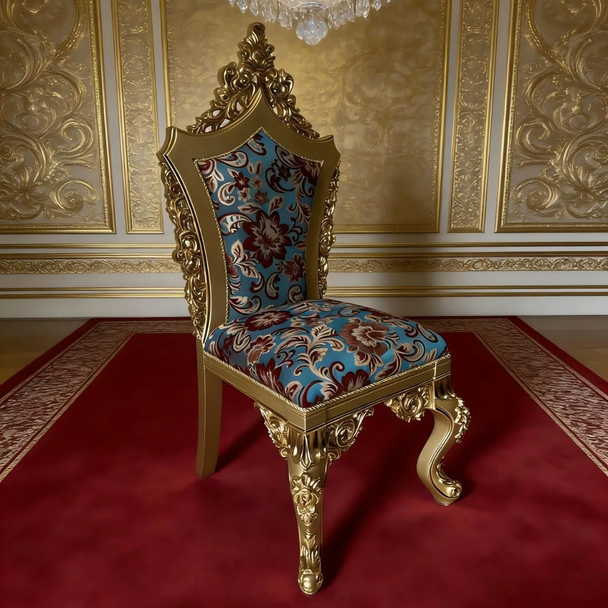 #European Luxury Classic Dining Chair Hand Carved Solid Wood Frame Genuine Leather Upholstery Armrest Backrest Home Furniture
