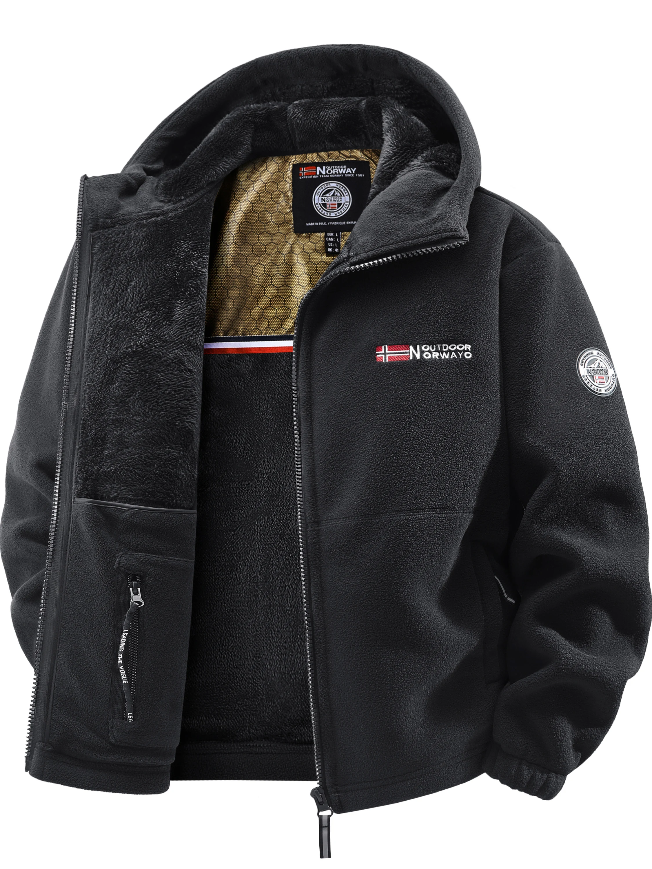 

Теплая утепленная куртка с капюшоном для активного отдыха, двухслойная, морозостойкая, мужская повседневная, с длинными рукавами, из хлопка с флисом