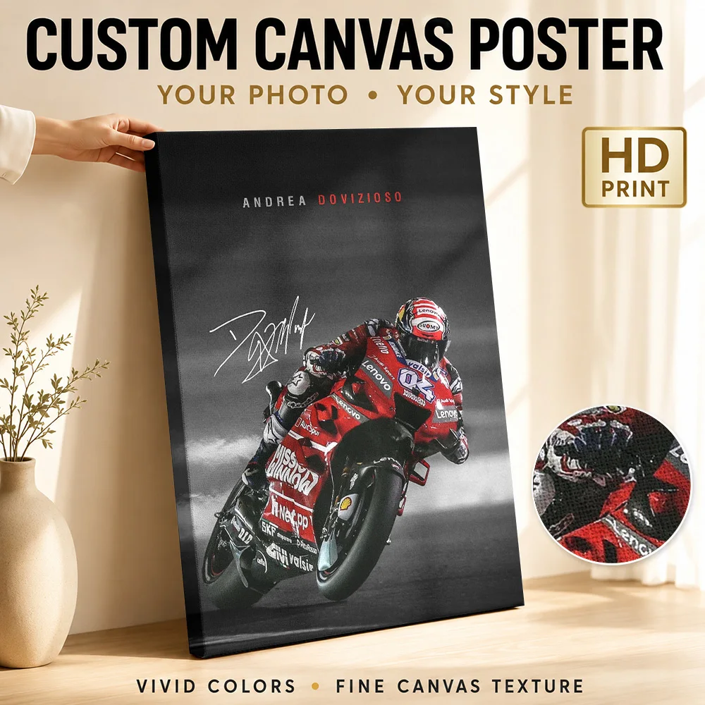Andrea Dovizioso MotoGP Canvas Poster Custom Modern Aesthetic Wall Paintings Decoration for Office Hallway Gift for Collectors