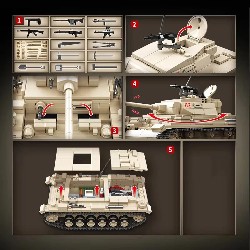 Militärische Serie Panzer III Panzer Bausteine gepanzerte Fahrzeug Modell Ziegel ww2 Soldat Waffe Auto Spielzeug für Kinder Weihnachten Geschenk Moc