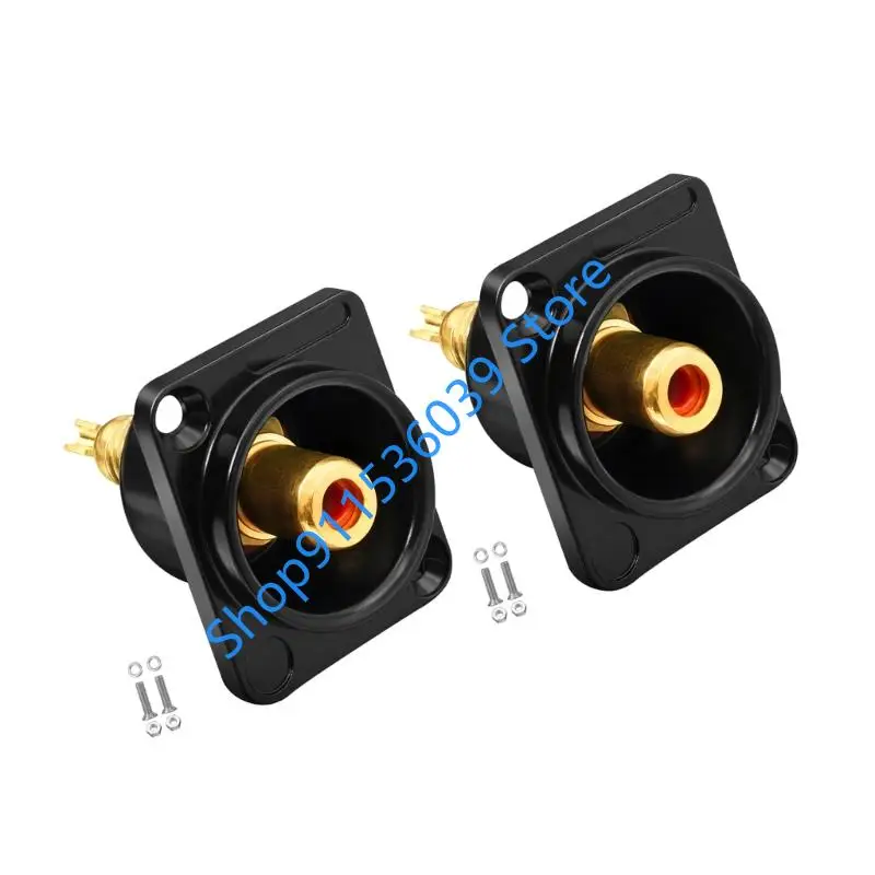 2Pcs RCA Female Panel Mount Connectors with D-Style Frame, Rear Solder Terminals, and Zinc Alloy Metal Housings