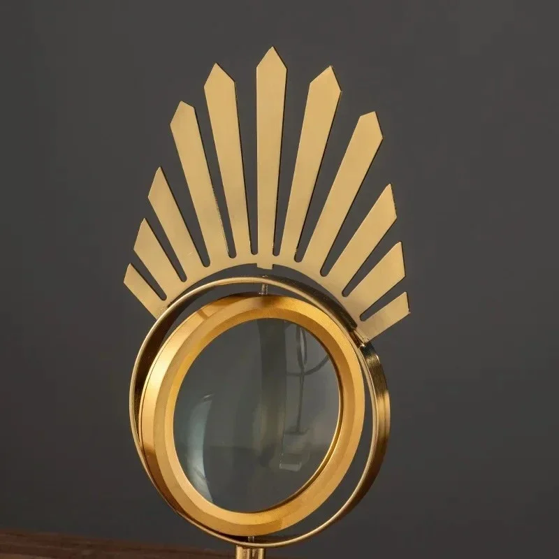 2026 Unique Golden Metal Eyes Magnifying Glass Crafts Ornaments Crystal Glass Base Transparent Fun Desktop Modern Home Dec