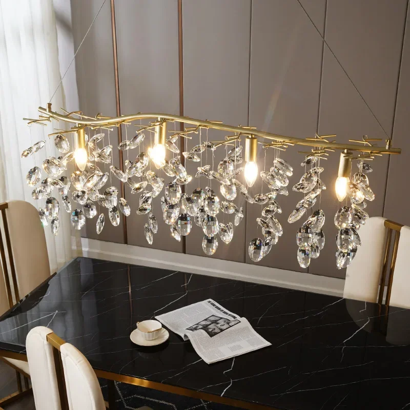 

Modern Branch Shaped Crystal LED Chandelier Dining Living Room Bedroom Kitchen Decor Golden Chandelier Indoor Lighting Fixture