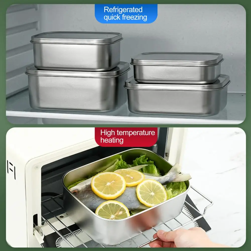 Durable Stainless Steel Crisper Reusable Lunch Box Easy to Clean Sealed Fresh-prepared Vegetable Lunch Box Store Food