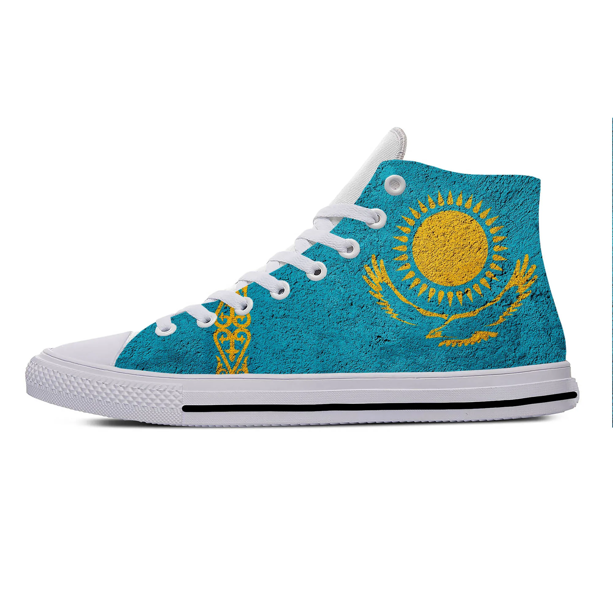 Kazakhstan Kazakh Flag Patriotic Funny Fashion Casual Cloth Shoes High Top Lightweight Breathable 3D Print Men Women Sneakers