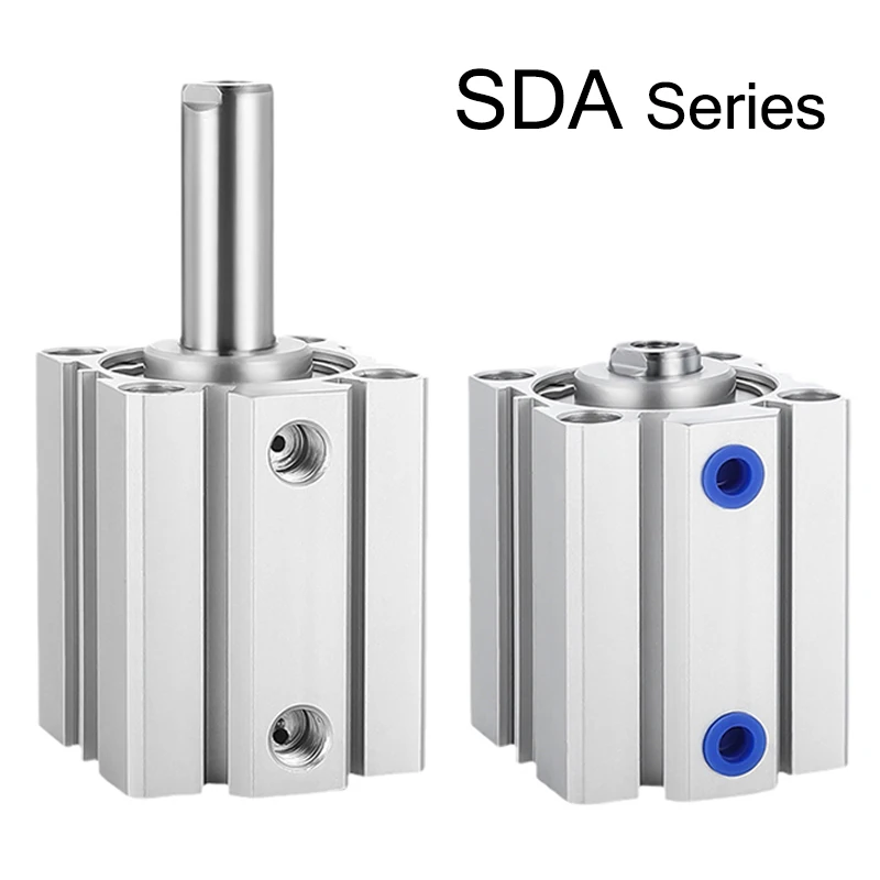 Pneumatic Cylinder SDA 16/20/25/32/40/50/63/180/100 Series Double Acting 5-100Mm Stroke Compact Thin Air Cylinders