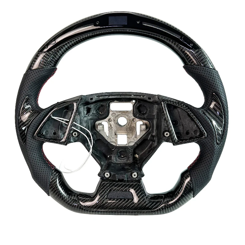 

Factory Direct Sale Black Carbon Fiber Peorated Leather Sports Steering Wheel