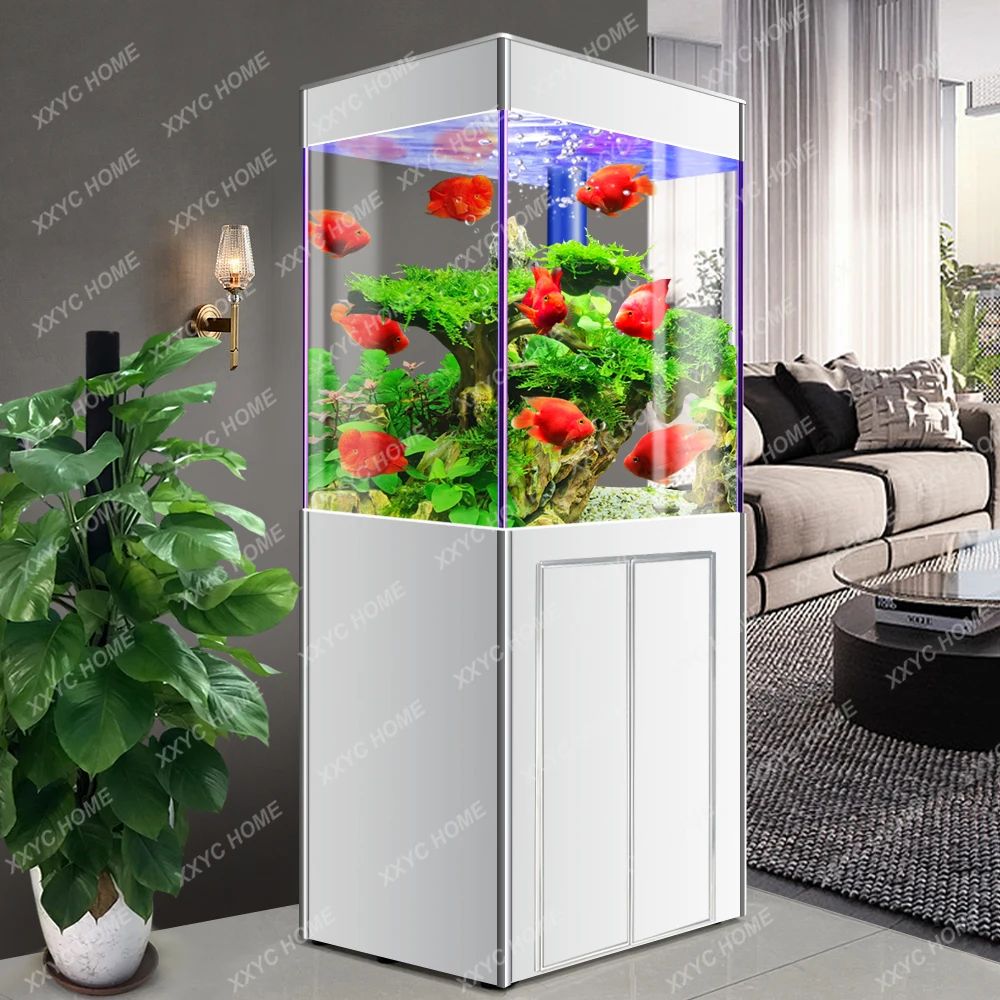 Super White Glass Advanced Fish Tank Bottom Filter Ecological Change Water Living Room Small Fish Globe Aquarium