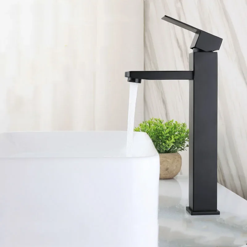 

Bathroom Basin Deck Mount Faucet Black/ Brushed Single Handle Hot And Cold Mixer Tap Bathroom Kitchen Washbasin Faucet