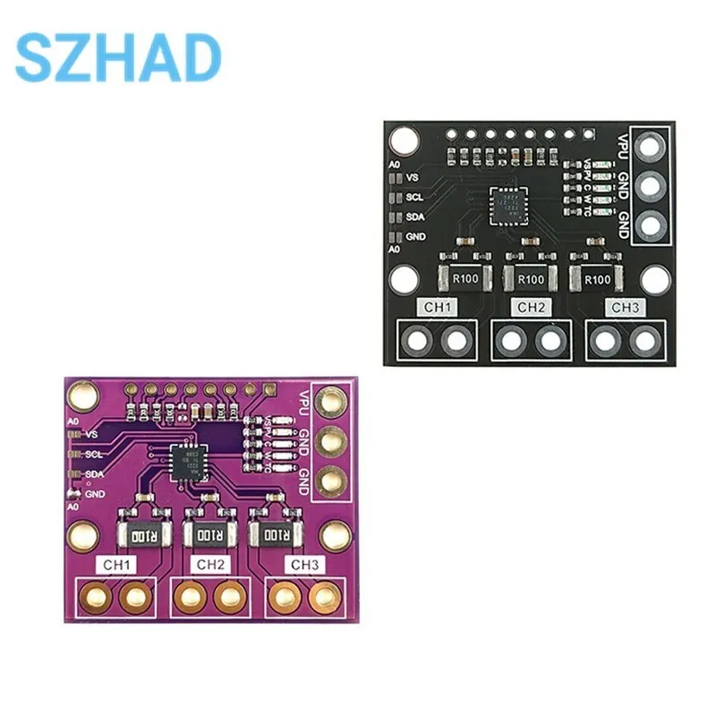 I2C SMBUS INA3221 Triple-Channel Shunt Current Power Supply Voltage Monitor Sensor Board Module Replace INA219 With Pins