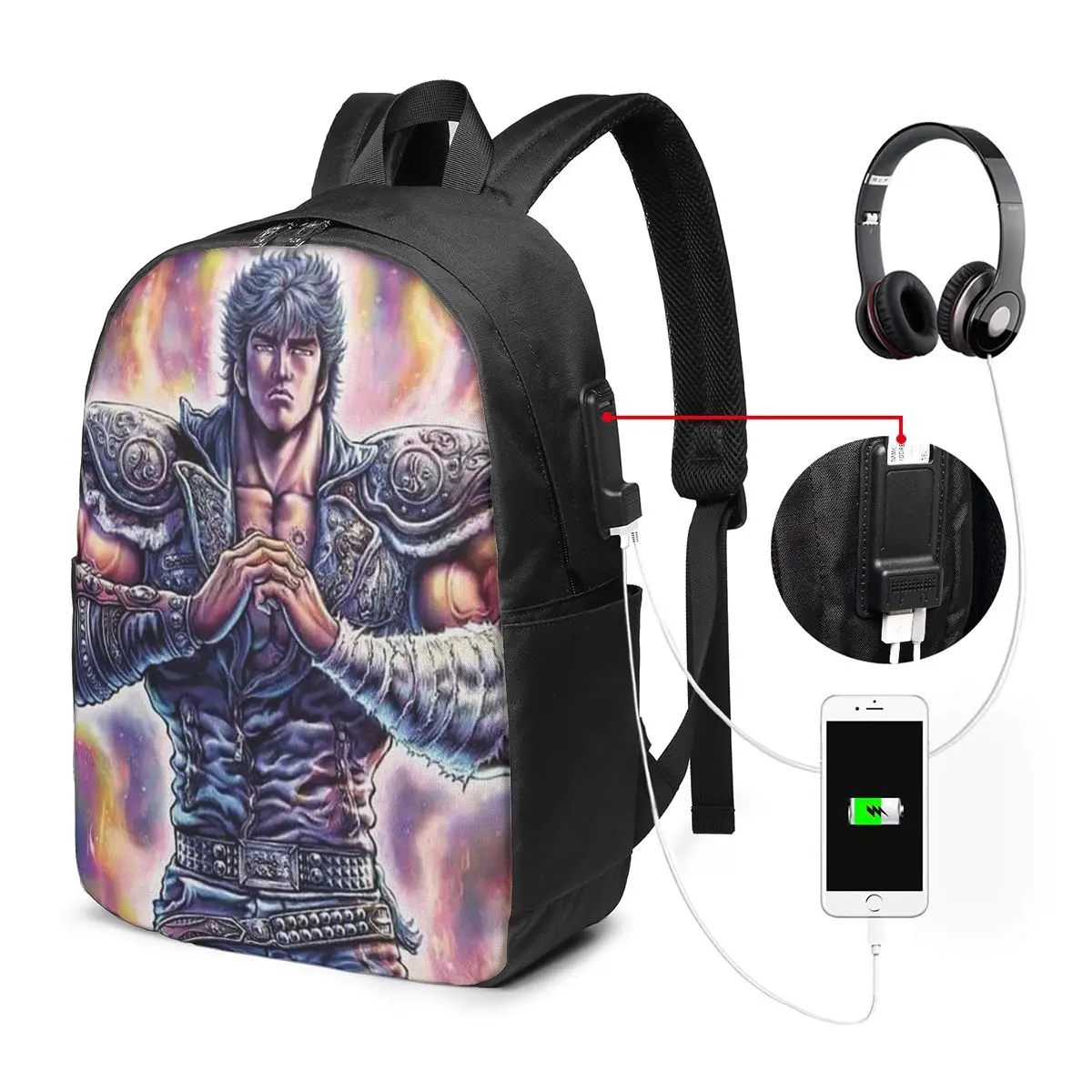 Hokuto No Ken Anime Backpack Travel Notebook Bag Computer College Student School Bag Laptop Shoulder Bags for Men Women