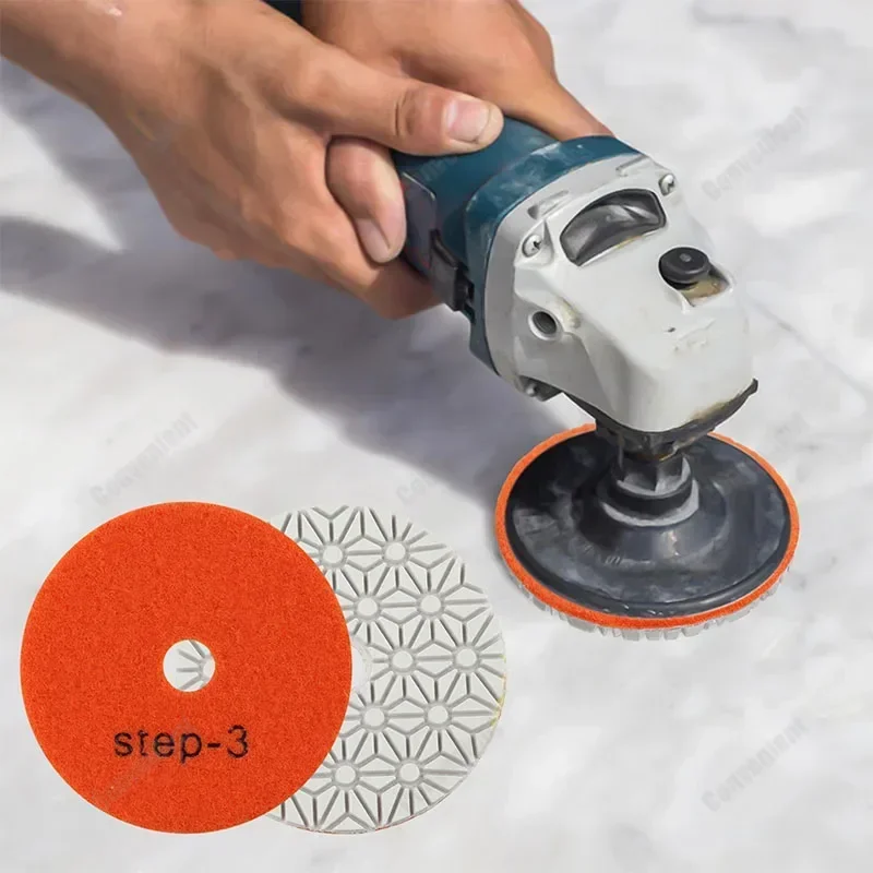 

2PCS 4Inch 100mm Diamond Polishing Pads 1#/2#/3# Grit Dry/Wet Buff Disc Abrasive For Granite Marble Glass Grinding Repair Tools