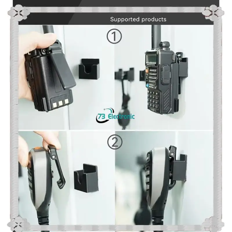 24-Hour Delivery Universal Wall Mount Car Radio Holder Microphone Hanger Handheld Radio Holder Adhesive Back Mount