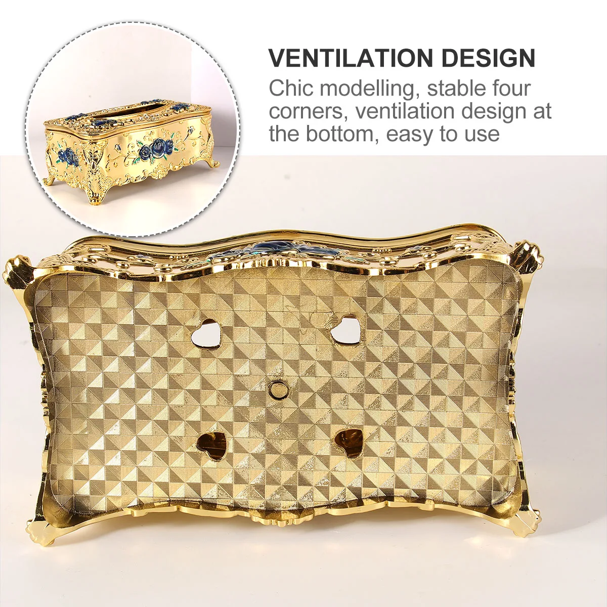 

Elegant Rose Patterned High-Grade Holder European Style Tissue Box Stylish Home Napkin Case Car Tissue Holder Fashion