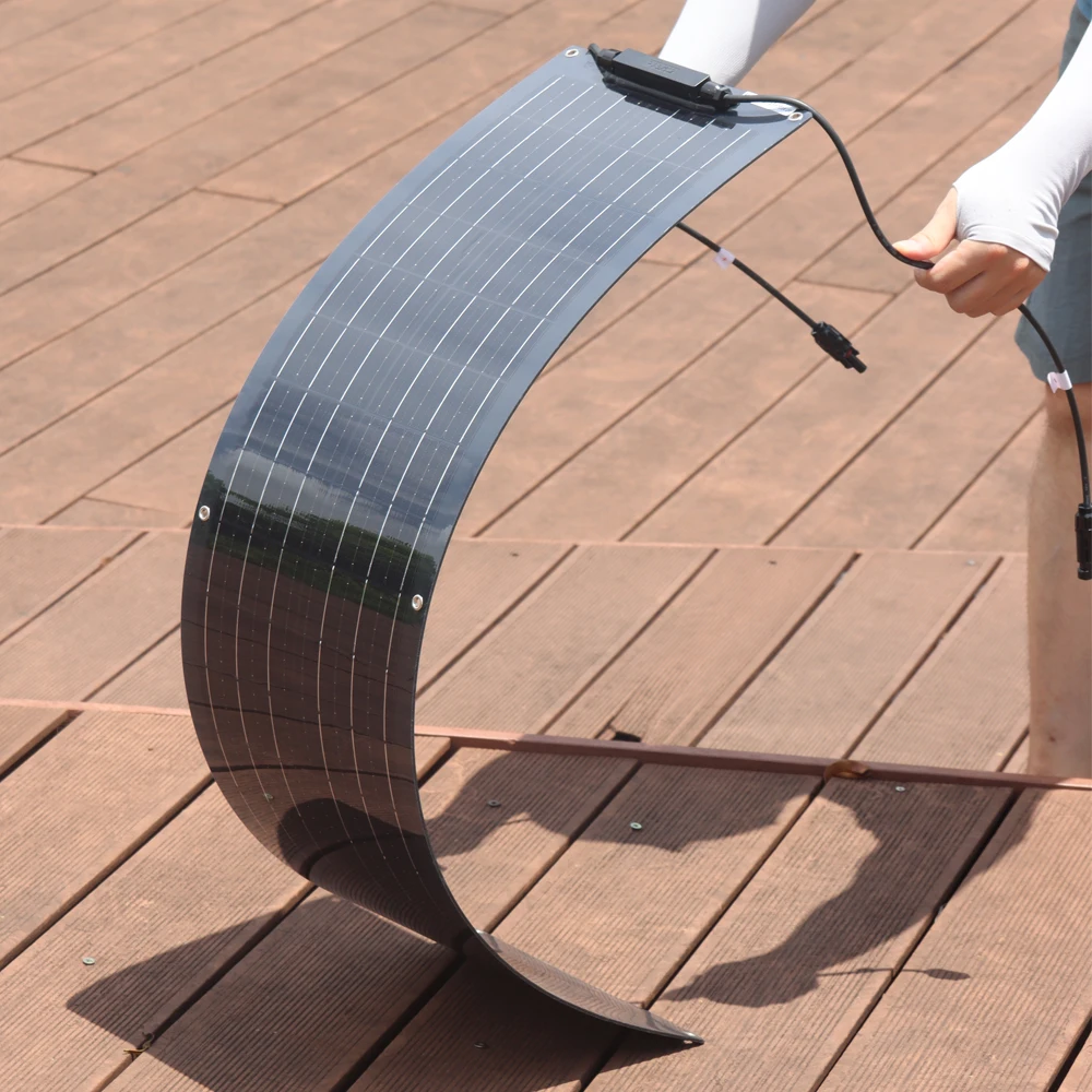 لوحة طاقة شمسية 12 فولت لوحة كهروضوئية مرنة 100 واط 50 واط 12 فولت شاحن بطارية مجموعة كاملة للتخييم قارب المنزل شرفة السفر RV