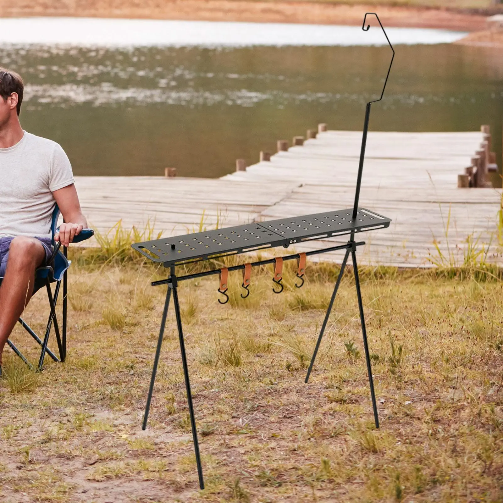 アルミニウム合金折りたたみテーブル超軽量ポータブル安定した多用途収納ラック登山旅行ハイキング釣りパティオ用
