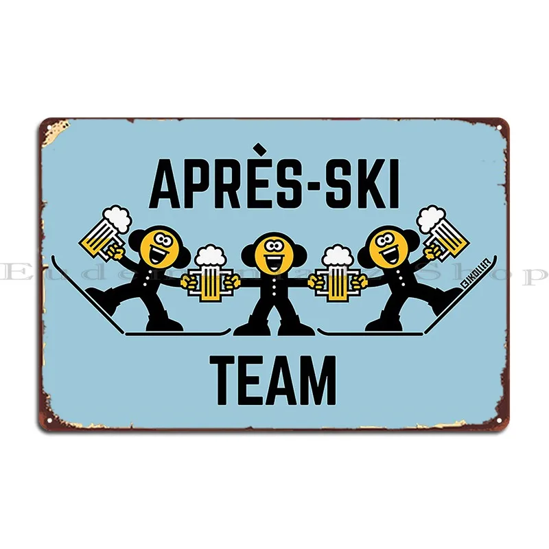 Ski Team Trio Beer Caricature 3c Roderix Metal Plaque Poster Decoration Character Party Garage Wall Decor Tin Sign Poster