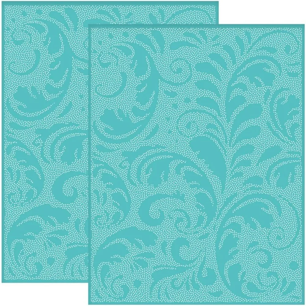 2Pcs 8.6x11 Inch Self-Adhesive Silk Screen Printing Stencil Vintage Damask Silk Screen Stencil Elegant Flourish Stencils