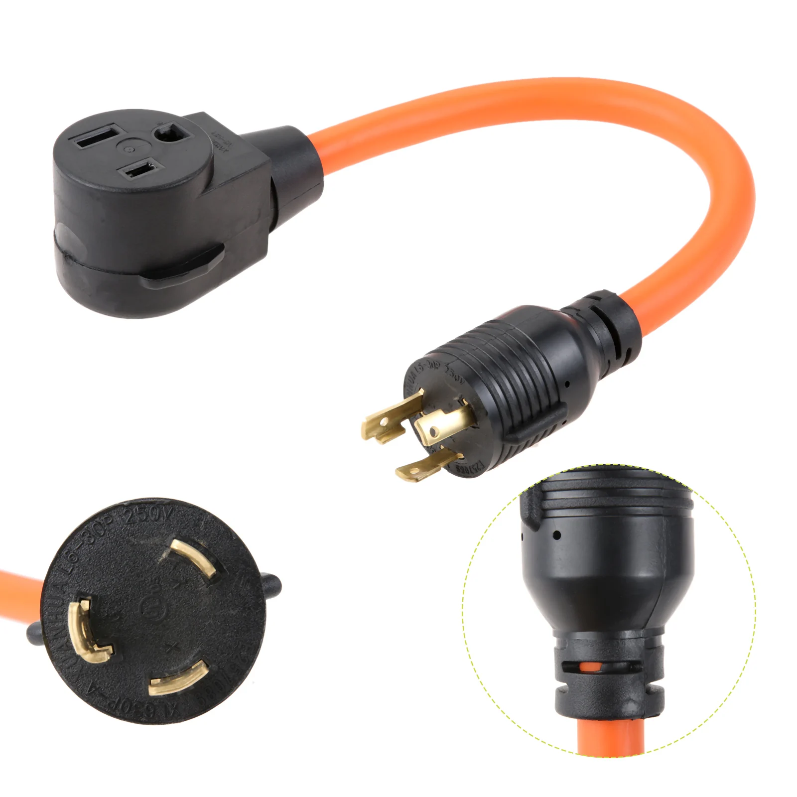 NEMA L6-30P Generator Male to 6-50R Welder Female Transfer Switch Adapter Cord 1.5FT Dryer EV Charger Power Connect 30 to 50Amp