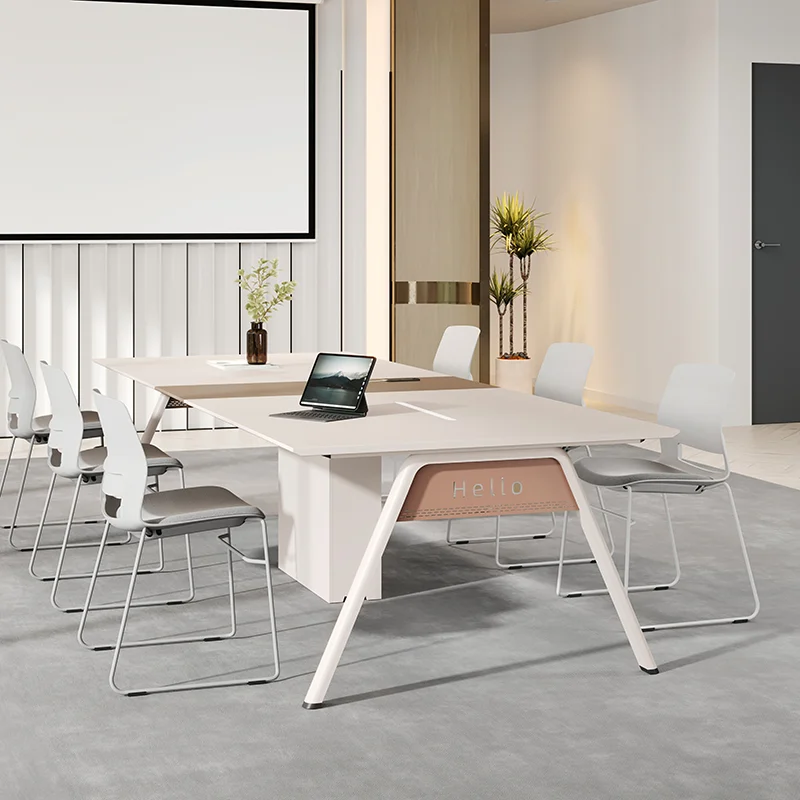 Combinación de conferencias, mesas de oficina grandes y pequeñas, modernas, simples, ligeras, de lujo, de alta gama, para discutir mesas largas de negocios