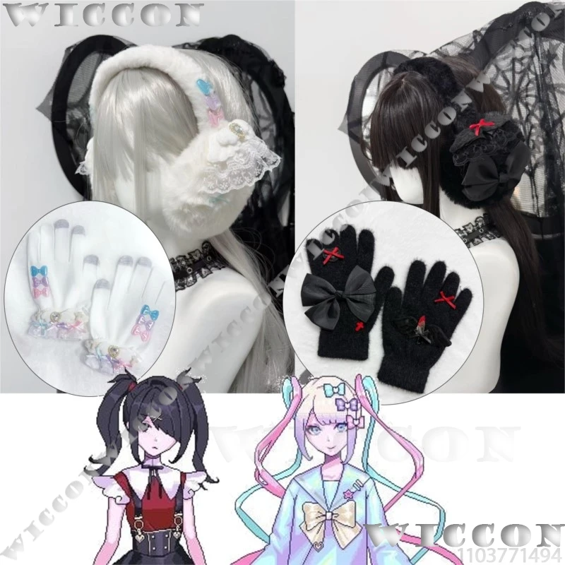 Rain KAngel เกมต้องการ Jirai Kei สาวคอสเพลย์เครื่องแต่งกาย Earmuff ถุงมือชุดฤดูหนาวผู้หญิงชุดของขวัญฮาโลวีน Cos ที่กําหนดเอง