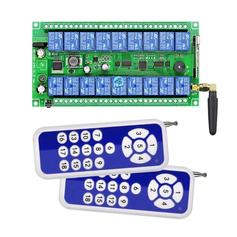 

Y1UB DIY Wireless 433MHz 315mhz Remote Control Switches 12V-48V 18CH Remote Receiver Module For LED Light Garage Door