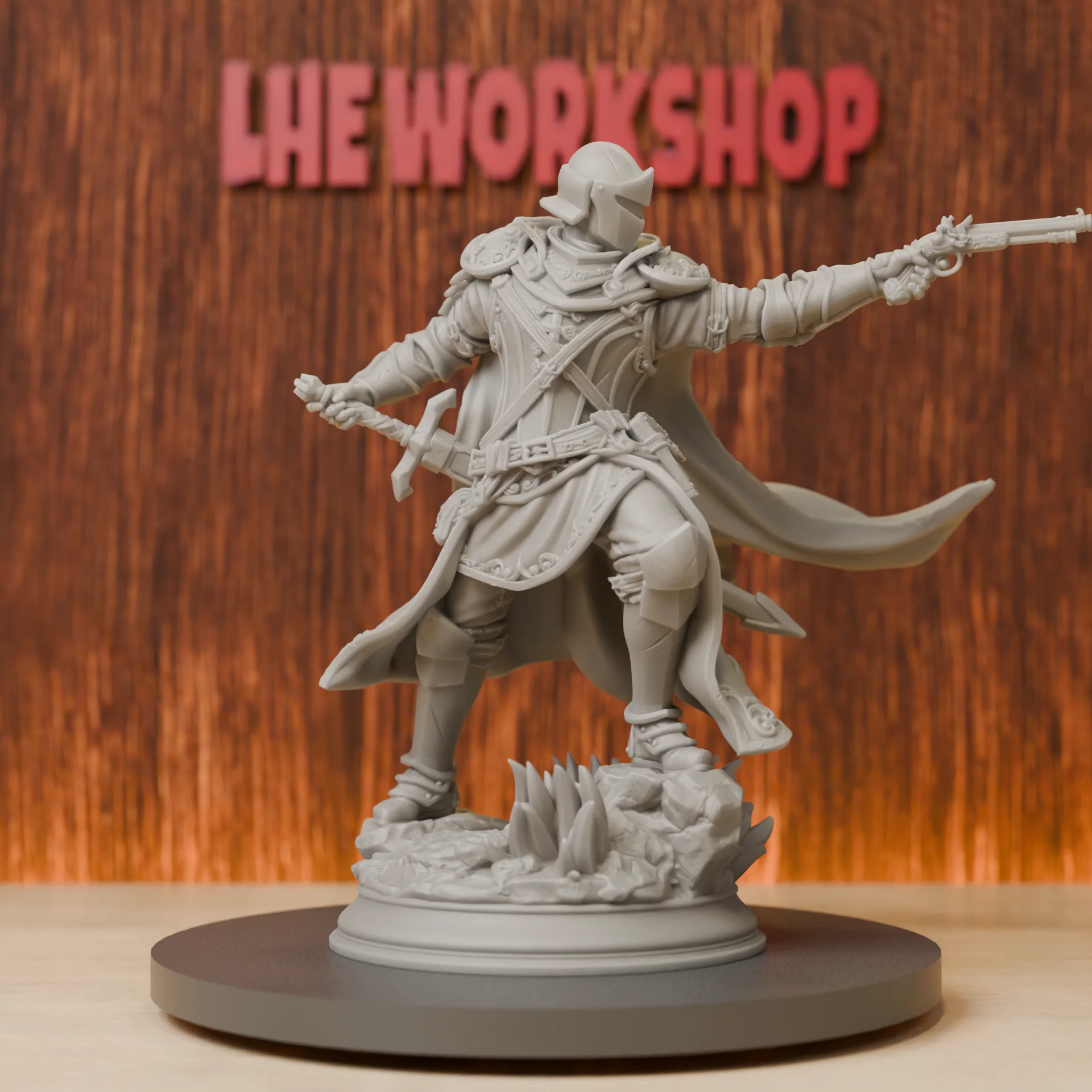 

Inquisitor Knight with Flintlock Miniatures | 28mm-75mm | Resin 3D Printed DND Pathfinder Mini | Unpainted Grey