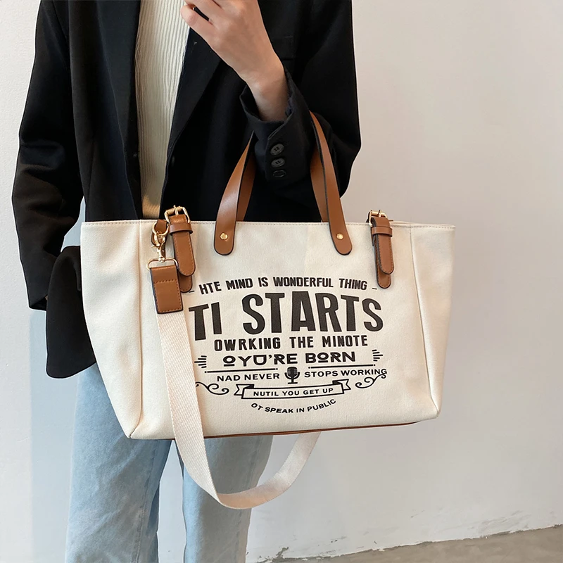 

2024 Fashionable Purse,Canvas Shoulder Bag for Women with Large Capacity for Commuting,Versatile Tote Bag with Letter Printing