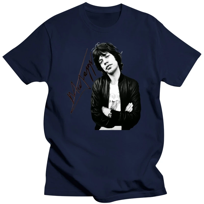 T35 MICK JAGGER t shirt tee t-shirt autographed Signed signature ROLING STONES Brand Cotton Men Clothing Male Slim Fit T Shirt