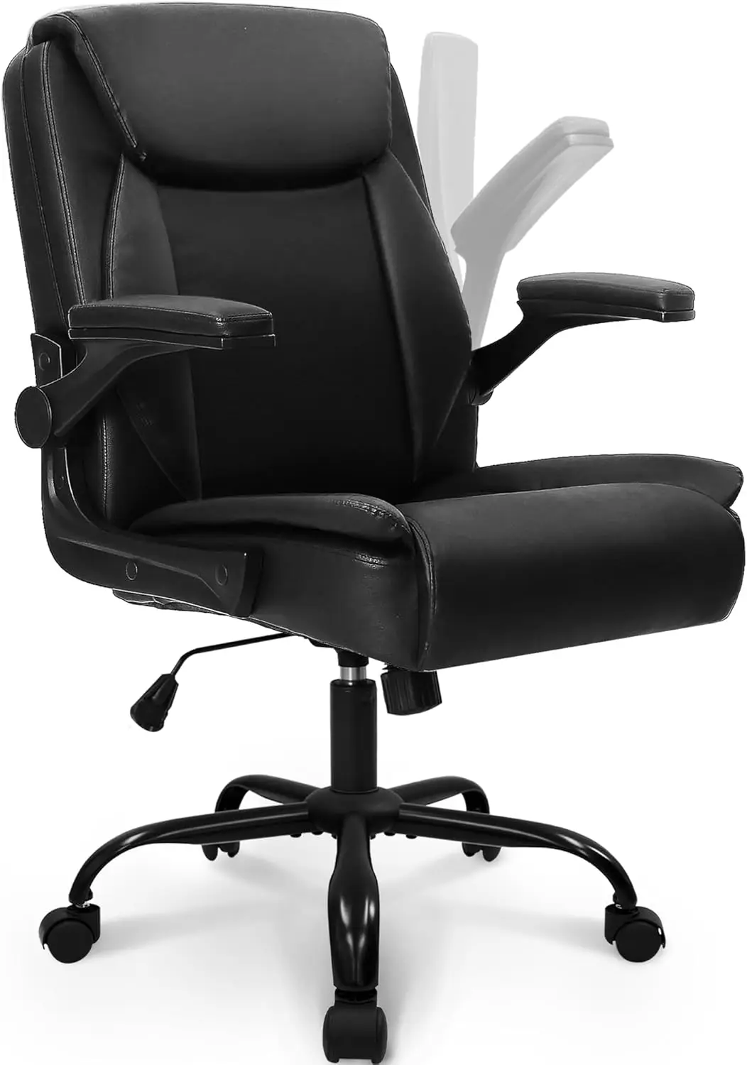 

Ergonomic Office Chair with Adjustable Armrests, PU Leather Mid-Back Gaming Chair for Home Study Desk