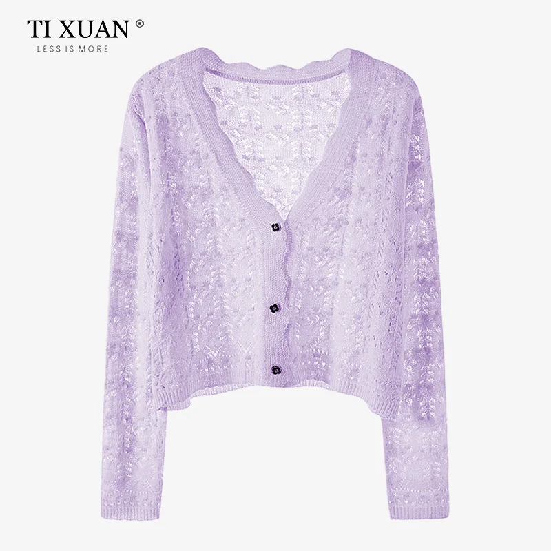 High Quality Ice Silk Knitted Cardigan for Women's Summer Outerwear, Thin Shawl Top, Air-conditioned Shirt, Knitted Small Jacket