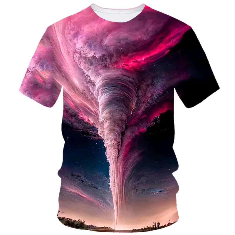 Tornado Mushroom Cloud Natural Landscape 3d Printed Summer Men\'s T-Shirt Creative Harajuku Personality New Casual Loose Clothing