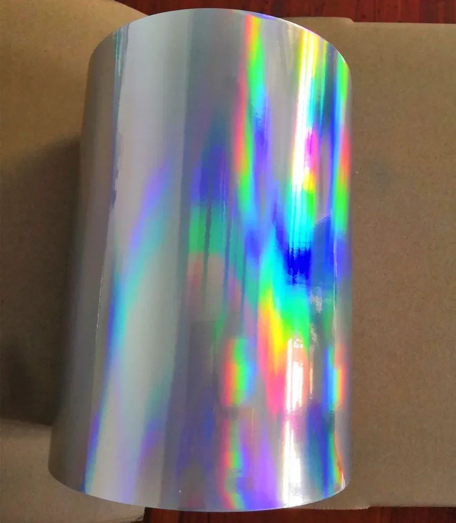 self-adhesive Sticker plain rainbow holographic PP smooth Film 21cm x 50m in roll Laser reflection film