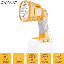 12W Portable LED Work Light For Dewalt,18V 20V Max DCB140 DCB200 Battery USB Outdoor Tools Flashlight (NO Battery,NO Charger)