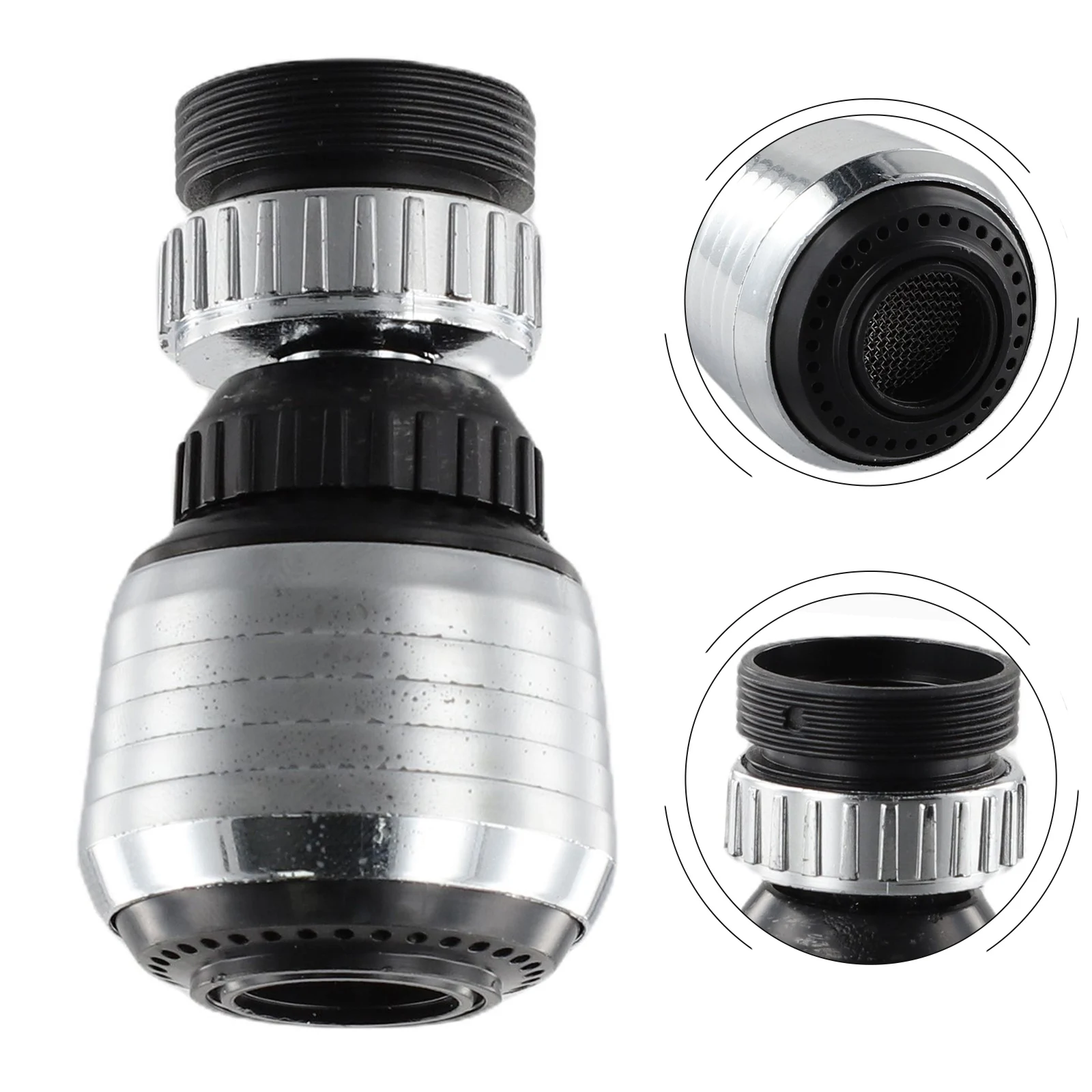 Rubinetto girevole Ugello antispruzzo ABS cromato Aeratore Flessibile Rubinetto girevole da cucina Risparmio idrico a 360 gradi Conveniente