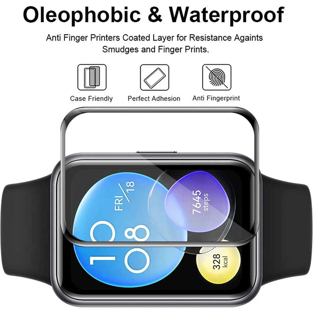 2PCS โค้งป้องกันกระจกสำหรับ Huawei นาฬิกา Fit 2หน้าจอป้องกันฟิล์ม Huawei นาฬิกา Fit Smartwatch อุปกรณ์เสริม