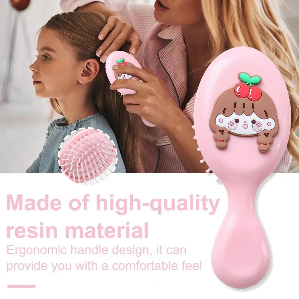 Girls Mini Hair Brush Soft Bristles Scalp Massage Cartoon Vegetable Animal Hair Detangling Styling Comb Kids Hairdressing Tools