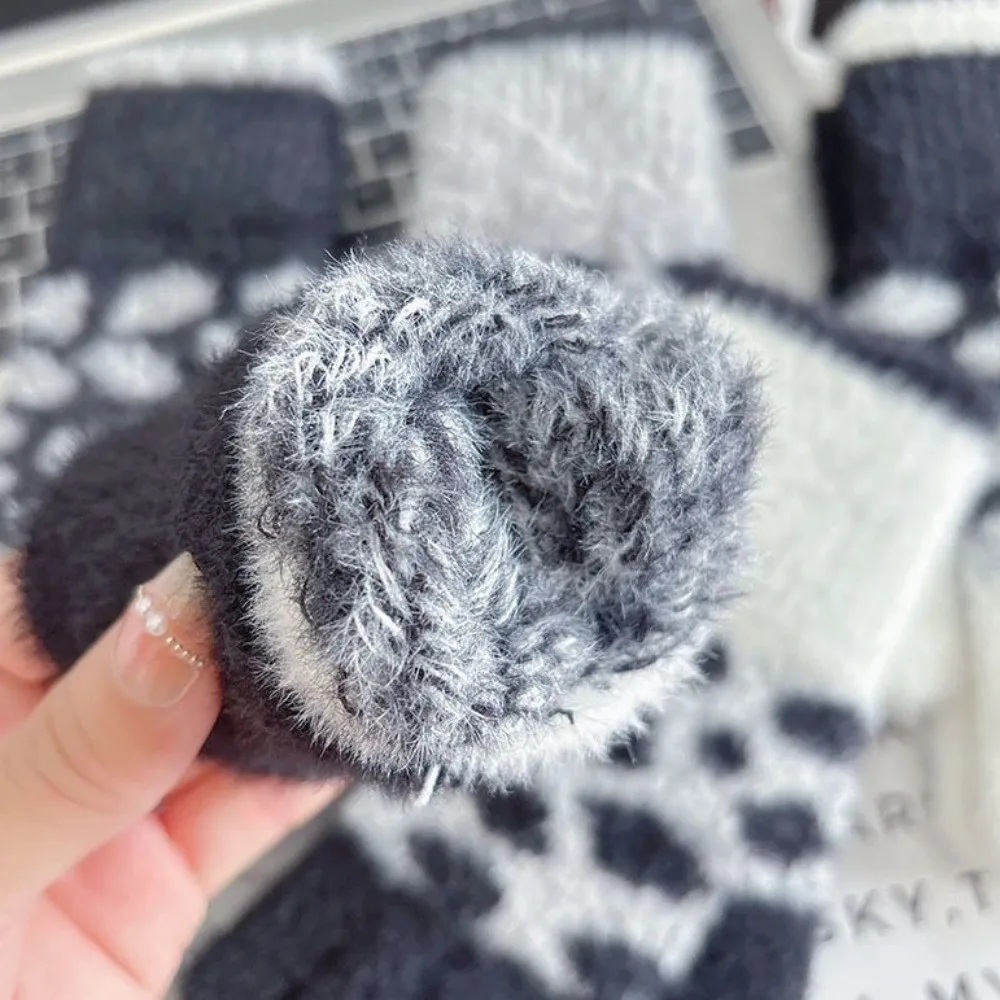 1pair Hand Gloves Winter Gloves Knit Fabric Open Fingertips Touchscreen Gloves Ribbed Cuffs Thickened Warm