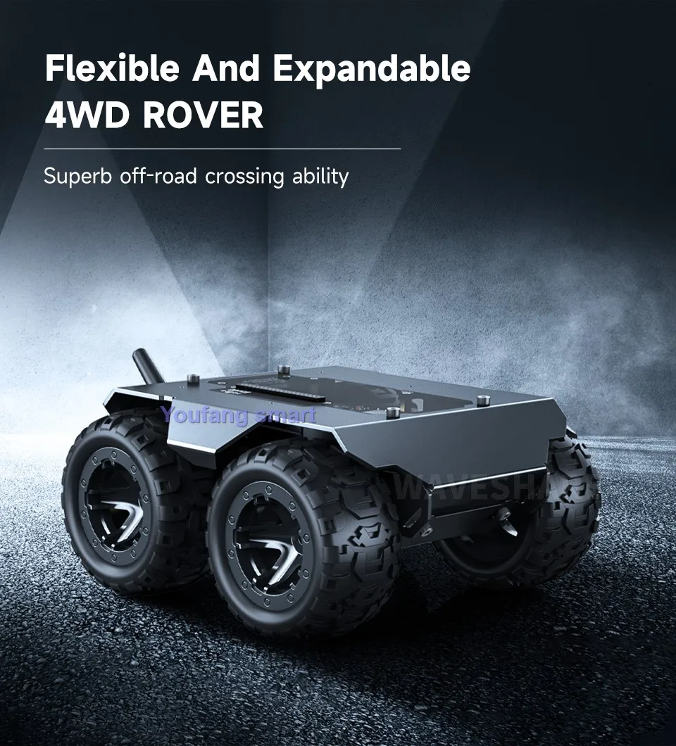 4WD Full Metal Robot Car with Rubber Wheels 0.91-inch OLED Flexible Mobile Robot Car For ESP32 Onboard Programmable Robot Kit