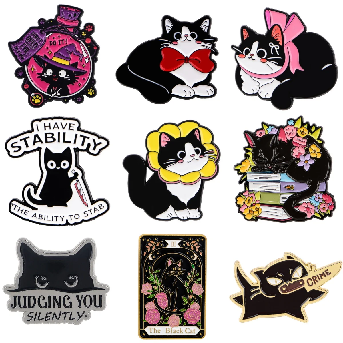 Cartoon Broschen Für Frauen Hexe Schwarze Katze Emaille Pin Metall Abzeichen Schmuck Kleidung Rucksack Zubehör Urlaub Geschenke