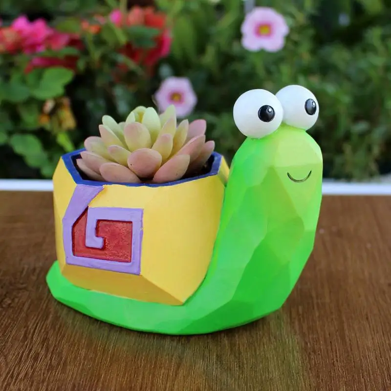 Snail Flower Pot Cute Succulent Pots Resin Snail Plant Vase Small Decorative Garden Ornaments Animal Home Decor For Indoor &